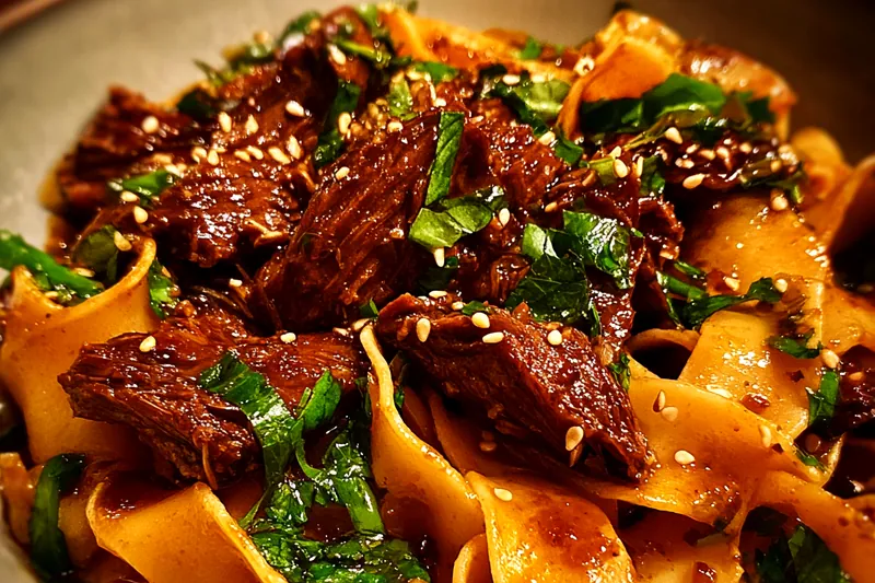 Fresh ingredients for Slow Cooked Beef Noodles