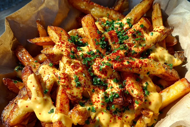 Cooking process for Spicy Cheese Fries Delight