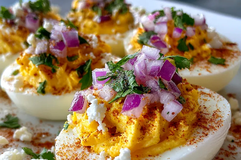 Fresh ingredients for Spicy Elote Deviled Eggs