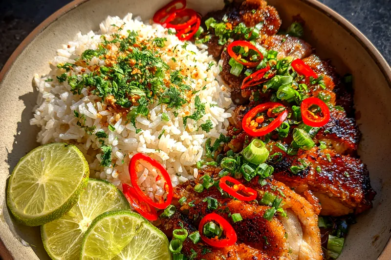 Fresh ingredients for Spicy Glazed Chicken Bowl