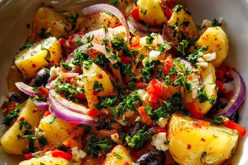 Cooking process for Spicy Mediterranean Potato Salad