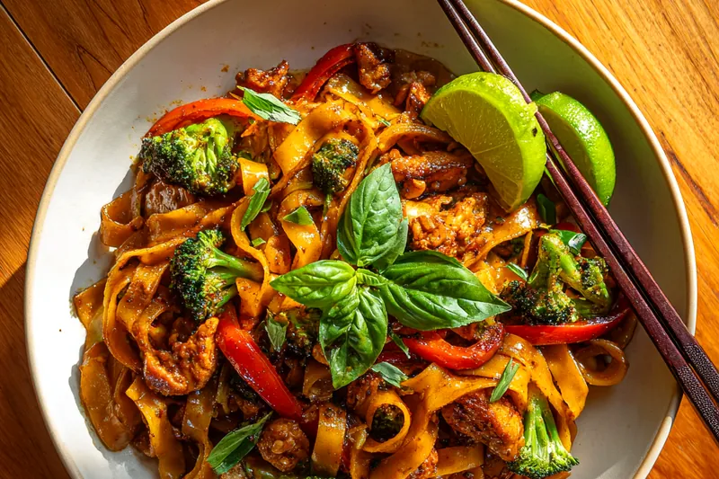 Fresh ingredients for Spicy Stir-Fried Noodles