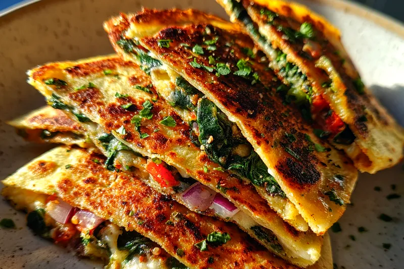 Fresh ingredients for Spinach Feta Quesadillas