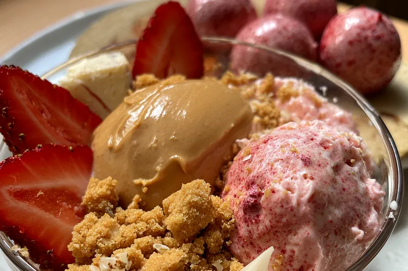 Fresh ingredients for Strawberry Cheesecake Bites