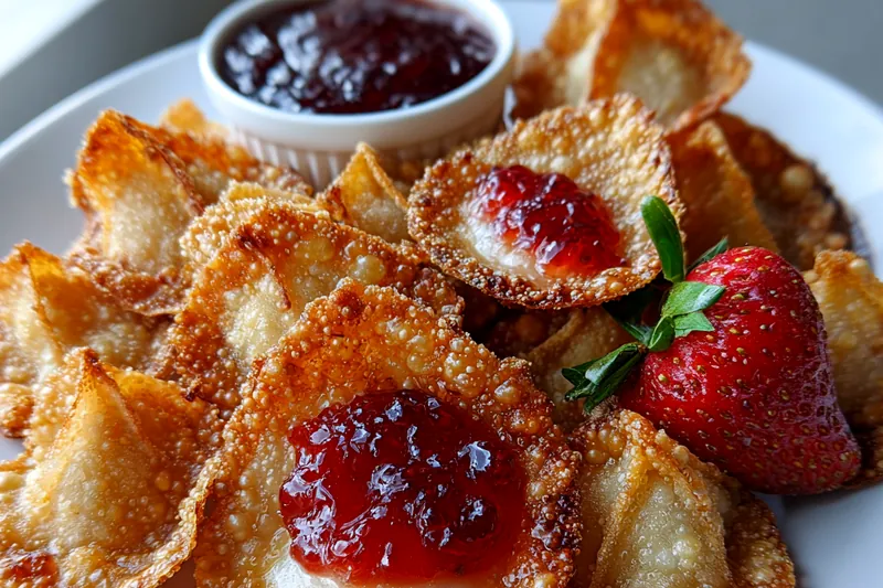 Cooking process for Strawberry Cheesecake Wontons