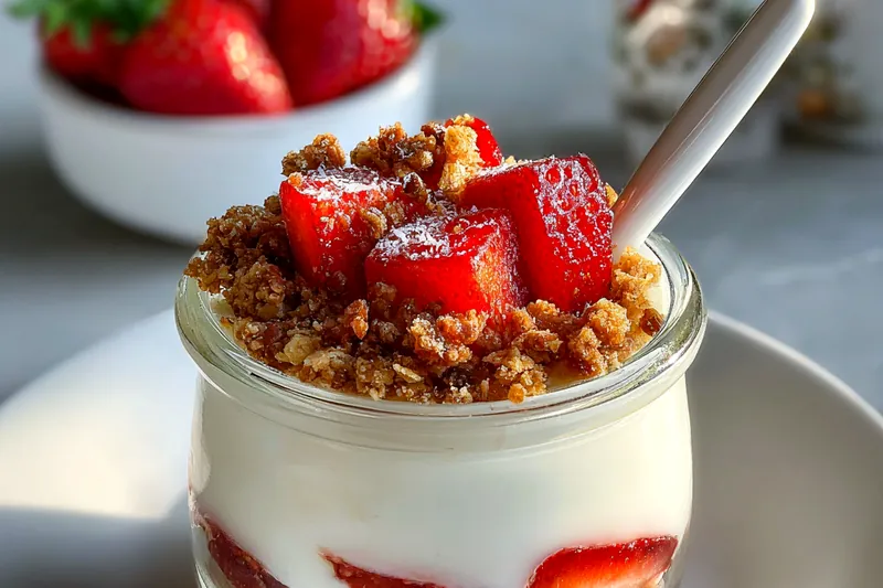 Fresh ingredients for Strawberry Cream Jar Delight