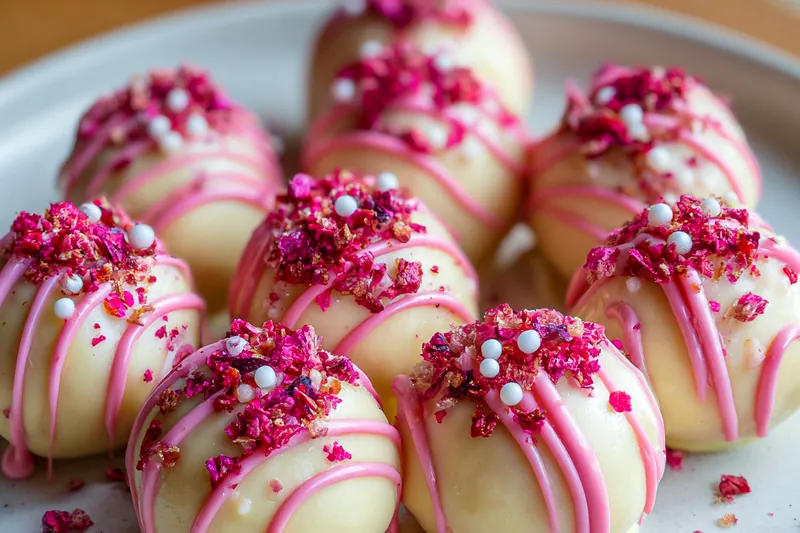 Fresh ingredients for Strawberry Cream Truffles