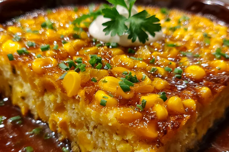A step-by-step cooking process showing the Sweet Honey Corn Casserole Delight being mixed and prepared for baking.