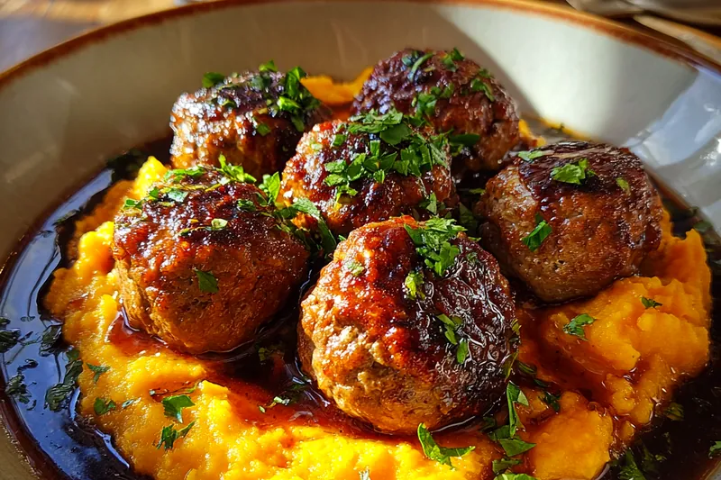 Cooking process for Sweet Potato Meatball Delight