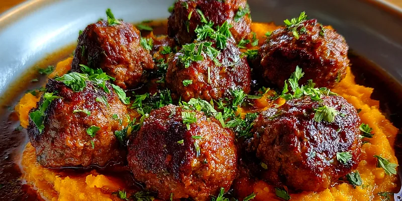 Delicious Sweet Potato Meatball Delight served on a plate