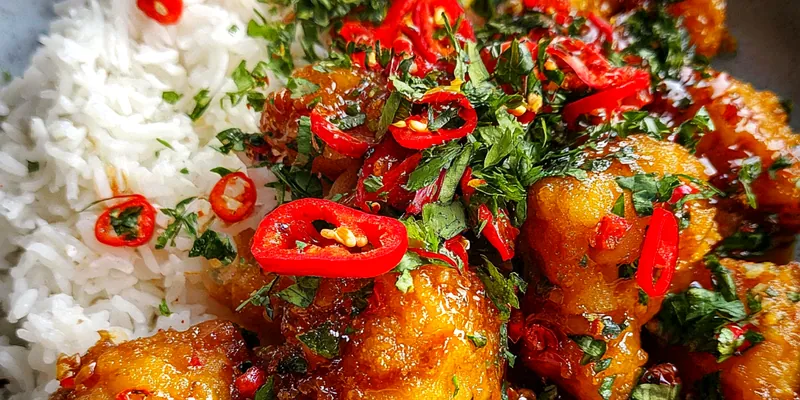 Delicious Sweet and Spicy Chicken Delight served on a plate
