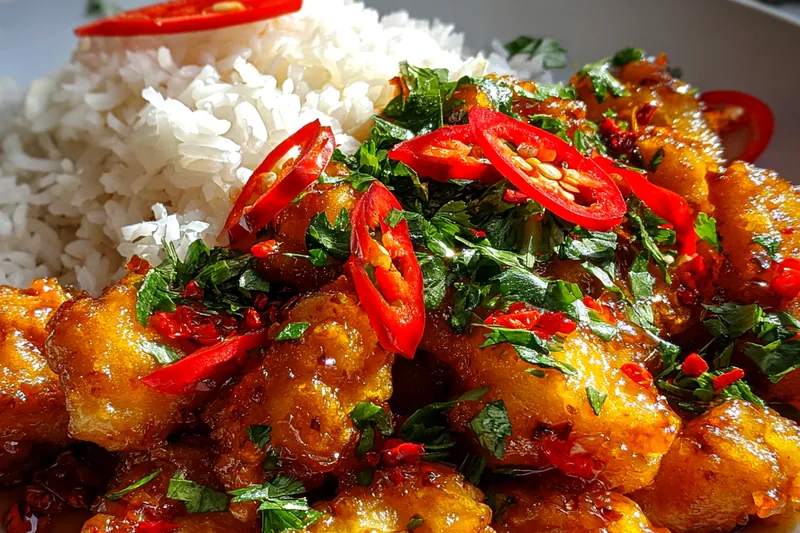 Fresh ingredients for Sweet and Spicy Chicken Delight