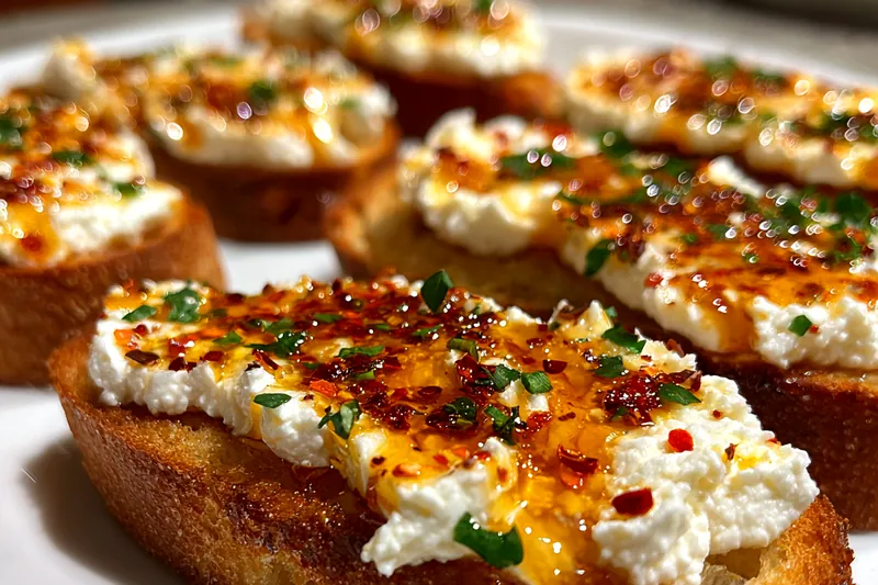 Cooking process for Sweet Spicy Feta Crostini
