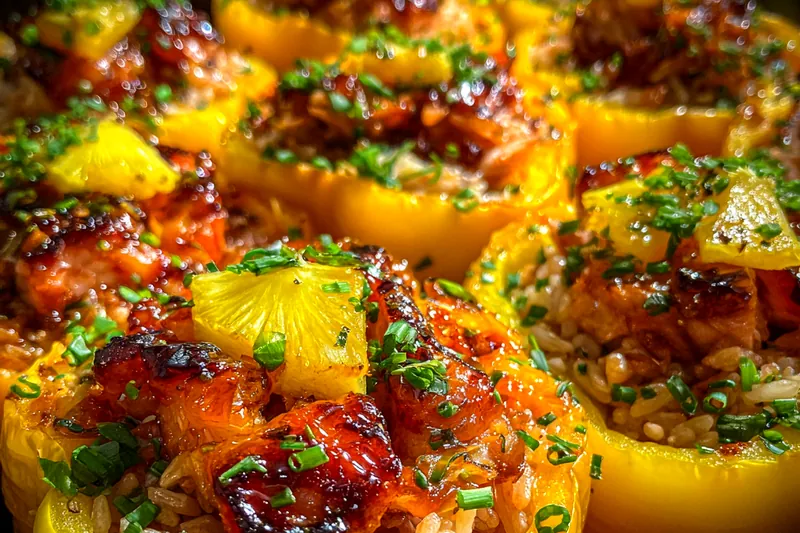 Fresh ingredients for Teriyaki Pineapple Stuffed Peppers