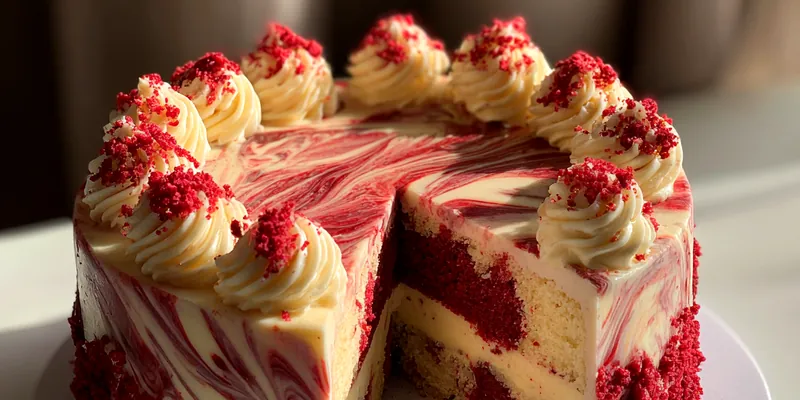 Delicious Velvety Swirl Cheesecake served on a plate