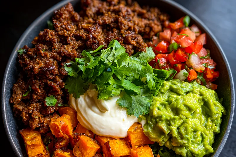 Fresh ingredients for Vibrant Taco Bowl
